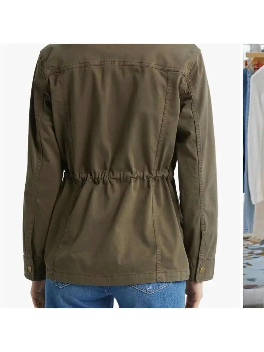 Caslon Olive Utility Jacket Women's S Nordstrom Multiple Pockets - Picture 3 of 9